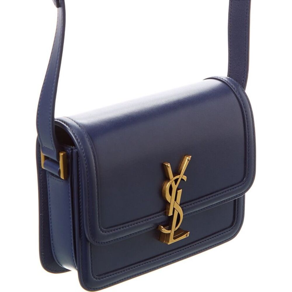 Saint Laurent Solferino Box Small Leather Shoulder Bag, Blue - Picture 3 of 5